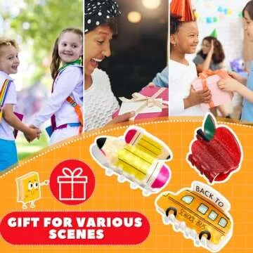 3 Pcs Pencil School Bus and Apple Hair Claw Clips Back to School Teacher Clips Cute Jaw Barrettes for Women Teachers Appreciation Gift Thick and Thin Hair Accessories
