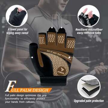 ATERCEL Weight Lifting Gloves Full Palm Protection, Workout Gloves for Gym, Cycling, Exercise, Breat...