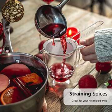 D Fine Mesh Strainer, Stainless Steel Sieve Sifter with Handle, Small Metal Strainer for Loose Tea, Juice, Drink, Herbs, Mini Sifter for Flour, Matcha, Kitchen, Baking, 3-Inch (8x3, Silver)