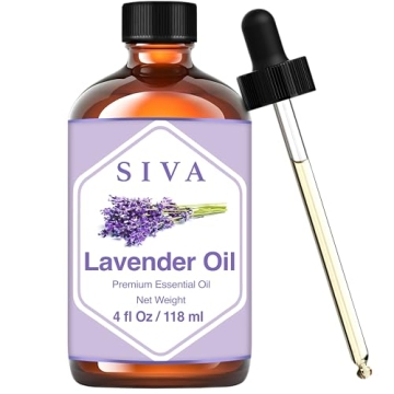 Siva Lavender Essential Oil 4 Fl Oz with Glass Dropper – 100% Pure, Natural, Undiluted & Therapeut...