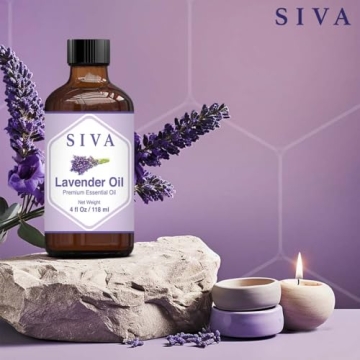 Pure Siva Lavender Essential Oil 4oz for Aromatherapy & Skin Care
