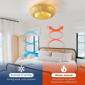 Stylish 20" Boho Ceiling Fan with Light and Remote Control