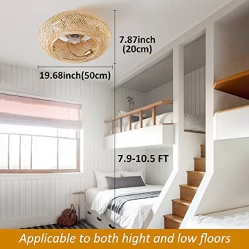 Stylish 20" Boho Ceiling Fan with Light and Remote Control