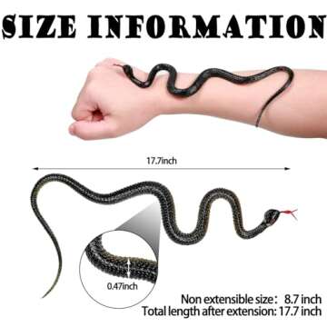15 Pieces 17.7 Inch Rubber Snakes Realistic Plastic Snake Fake Snake Props for Garden Props to Keep ...