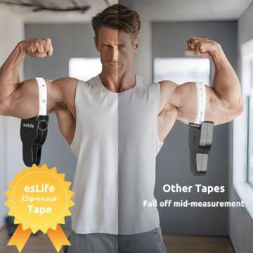 Body Measuring Tape [Auto Lock & Eject Retract] 60'', esLife One Hand Selft Accurate for Tracking Weight Loss, Tailoring, Crafts, Item Measurement Black