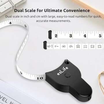 Body Measuring Tape [Auto Lock & Eject Retract] 60'', esLife One Hand Selft Accurate for Tracking Weight Loss, Tailoring, Crafts, Item Measurement Black