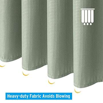 AmazerBath Sage Green Shower Curtain, Waffle Shower Curtain, Fabric Shower Curtain with Waffle Weave, Heavy Duty Hotel Quality Bathroom Shower Curtains, 72 x 72 Inches