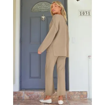 LILLUSORY Lounge Sets Womens Two 2 Piece Matching 2024 Fall Fashion Outfits Clothes Clothing Trendy Knit Sweater Loungewear Travel Sweatsuit Sweat Suit Sets