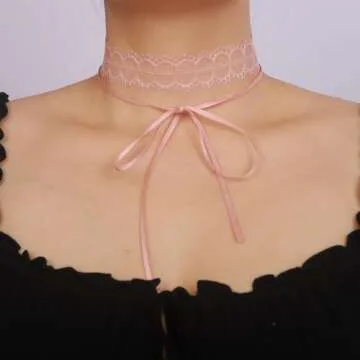 BERYUAN Vinatge Lace Bowknot Choker Necklace Lace Pattern Collar Choker Gothic Lace Bow-knot Choker ...