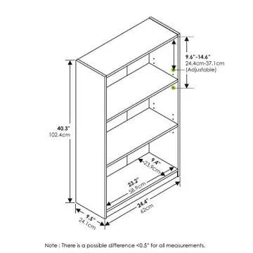 FURINNO JAYA Simple Home 3-Tier Adjustable Shelf Bookcase, White