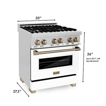 30" ZLINE Dual Fuel Range with 4 Burners & Accents