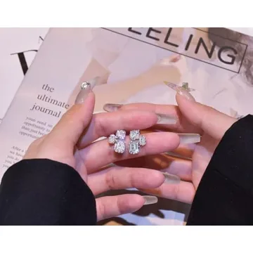 AMAROUGE Big Rectangle Cubic Zirconia Earrings for Women