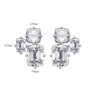 AMAROUGE Big Rectangle Cubic Zirconia Earrings for Women