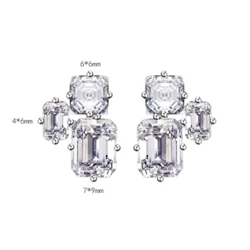 AMAROUGE Big Rectangle Cubic Zirconia Earrings for Women