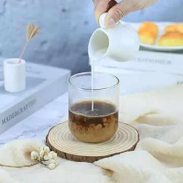 Sizikato 2pcs Pure White Ceramic Creamer with Handle, Mini Coffee Milk Creamer Pitcher. 2.6 Oz