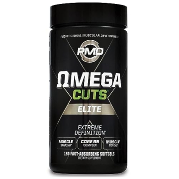 PMD Sports Omega Cuts Elite -Fat Loss-Muscle Defining Formula - Omega Fatty Acids, MCT's and CLA for...