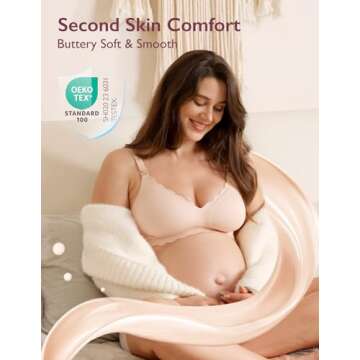 Momcozy Nursing Bras for Breastfeeding, Seamless Pregnancy Maternity Bra Wireless Classic Jelly Stri...