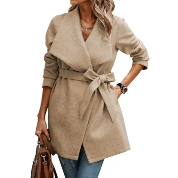AOVDE Women's 2024 Winter Wool Blend Trench Coat - Stylish & Warm