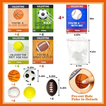 Valentine's Day Sports Gifts for Kids Classroom 20-Pack