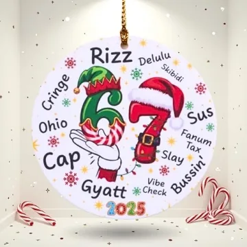 67 Funny Christmas Ornament – 67 Meme Teen Slang Santa Says Six Seven Acrylic Ornament, Rizz Gyatt...