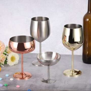 uxcell Stainless Steel Martini Cocktail Glasses, 1Pcs 450ml/16 OZ Unbreakable Martini Glasses, Metal Shatter Proof For Wedding, Parties, Gift，Silver