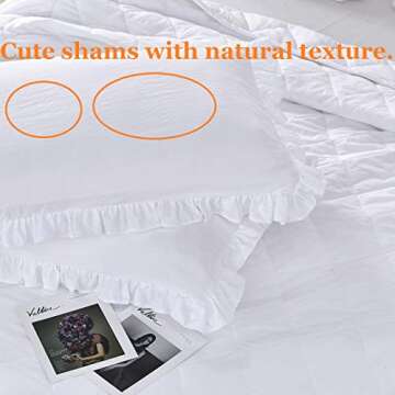 Queen's House Ruffle Skirt Bedspread French Country Bedspread White King Size 3 Piece Set