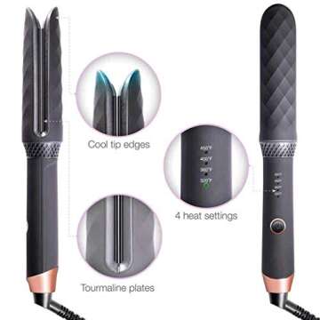 SUTRA Professional Styling Wand | 2-in-1 Hair Straightener/Flat Iron, and Curling Iron, Curl, Wave, or Straighten Hair, 4 Heat Settings, 1-inch, Black,1 Count (Pack of 1)
