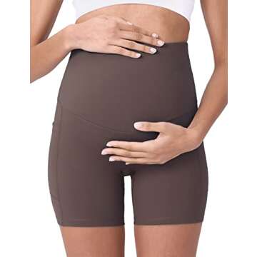POSHDIVAH Women's Maternity Yoga Shorts Over The Belly Bump Summer Workout Running Active Short Pant...