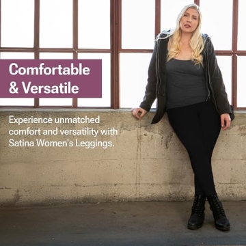 SATINA High Waisted Leggings for Women - Capri, Full Length Compression Leggings with Pockets - Buttery Soft, Tummy Control Black Workout Leggings - Plus Size Yoga Pants Women