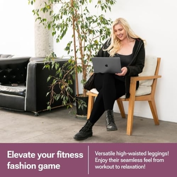 SATINA High Waisted Leggings for Women - Capri, Full Length Compression Leggings with Pockets - Buttery Soft, Tummy Control Black Workout Leggings - Plus Size Yoga Pants Women