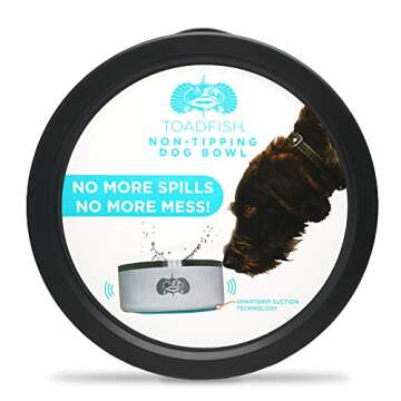 Toadfish Non-Tipping Dog Bowl - Double-Walled Stainless Steel Insulated - Smart-Grip Technology - Includes Cover - Pet Food & Water Dish - White