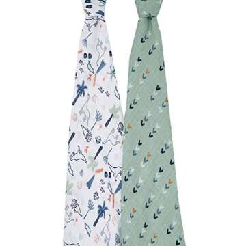 aden + anais Aden Swaddle Blanket, Muslin Blankets for Girls & Boys, Baby Receiving Swaddles, Ideal ...