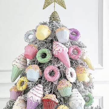 6Pcs Donut Party Decorations Ornaments, Hanging Christmas Tree Candy Gift, Macaron Color Dessert Donut Pendant Set for Xmas New Year Easter Birthday Home Party Supplies (Donut)