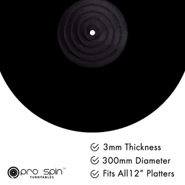 PRO SPIN Black Acrylic Turntable Mat for Superior Vinyl Sound