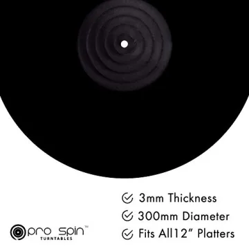 PRO SPIN Black Acrylic Turntable Mat for Superior Vinyl Sound