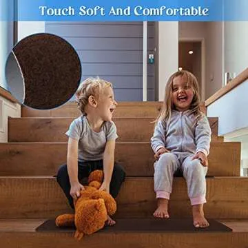 RIOLAND Non-Slip Stair Treads Carpet Indoor 14 Pack Stair Rugs for Wooden Steps Anti Moving Stair Runners Safety for Dogs Elders and Kids, 8” x 30”, Coffee Brown