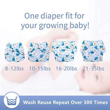 Leekalos Cloth Diapers Reusable for Boys and Girls, Baby Diaper Cloth with Inserts & Wet Bag One Size (Undersea)