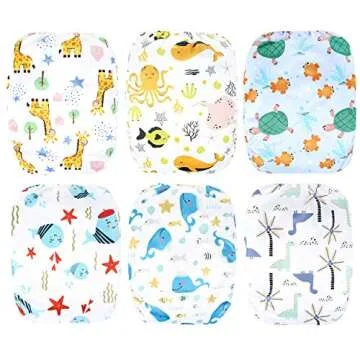 Leekalos Cloth Diapers Reusable for Boys and Girls, Baby Diaper Cloth with Inserts & Wet Bag One Size (Undersea)