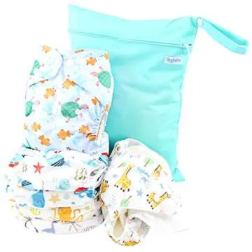 Leekalos Cloth Diapers Reusable for Boys and Girls, Baby Diaper Cloth with Inserts & Wet Bag One Size (Undersea)
