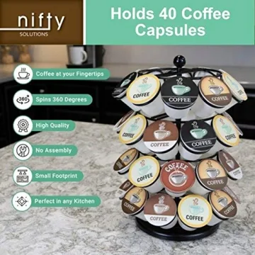 Nifty K Cup Holder - Stylish 40 K-Cup Carousel Spins 360°