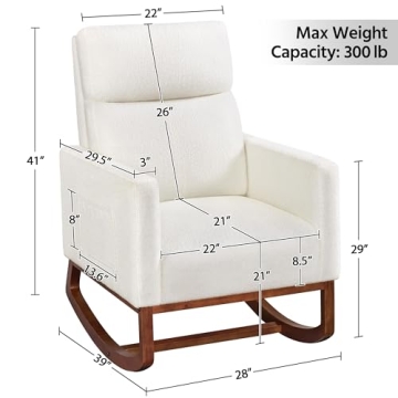 Stylish Yaheetech Rocking Chair with Side Pocket and Safety