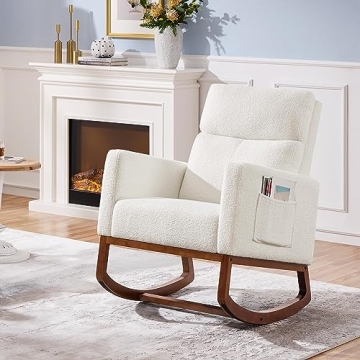 Stylish Yaheetech Rocking Chair with Side Pocket and Safety