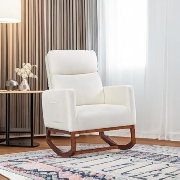 Stylish Yaheetech Rocking Chair with Side Pocket and Safety