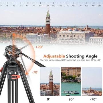 Heavy Duty Tripod Professional 72inch Video Tripod