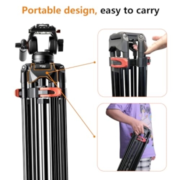 Heavy Duty Tripod Professional 72inch Video Tripod