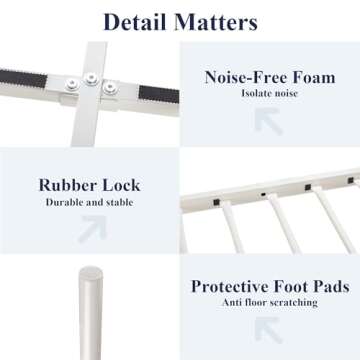 Allewie 14 Inch Queen Size Metal Platform Bed Frame with Victorian Vintage Headboard and Footboard/Mattress Foundation/Under Bed Storage/No Box Spring Needed/Easy Assembly/Noise Free/White