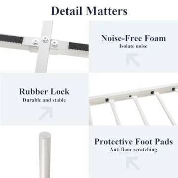 Allewie 14 Inch Queen Metal Bed Frame with Vintage Design