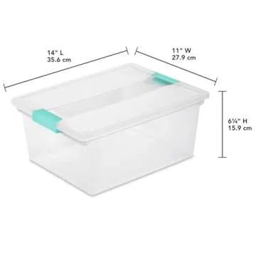 Sterilite 4-Pack Clip Box, Clear Storage for Crafts, Supplies and Office Items, Deep