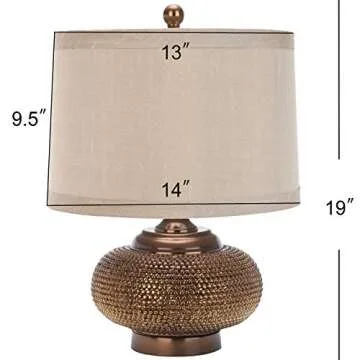 SAFAVIEH Lighting Collection Alexis Modern Farmhouse Gold Bead 19-inch Bedroom Living Room Home Office Desk Nightstand Table Lamp (LED Bulbs Included)