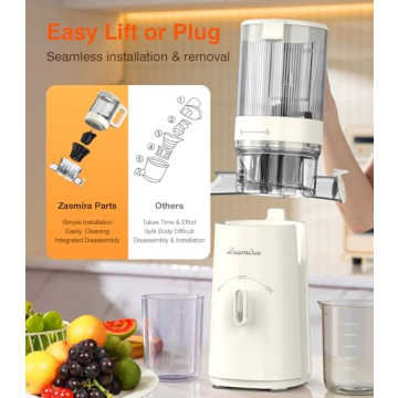 Zasmira Cold Press Juicer: 5" Wide Chute & 99.6% Purity